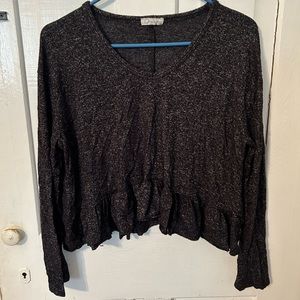Long Sleeve Charcoal Crop